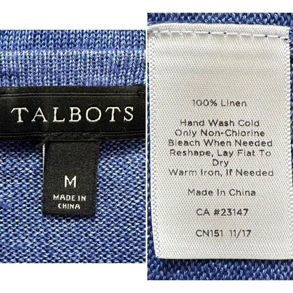 Talbots 100% Linen Split Crewneck Sleeves Tie Sweater - Picture 12 of 13